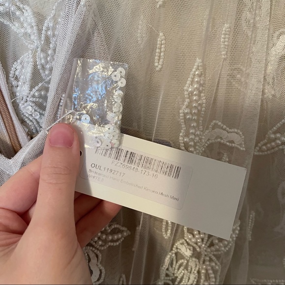 Boho Occasion Wedding Bridesmaid Hand Embellished Kimono Mesh Maxi - Picture 8 of 10